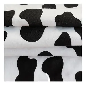 % 100% Polyester hayvan inek desen baskı velboa kısa peluş kumaş