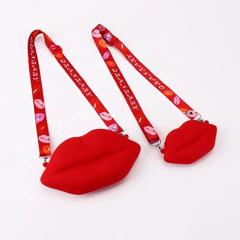 Amazon sıcak satış yeni ağız kırmızı dudak tasarım silikon omuz crossbody sling tote çanta çantası