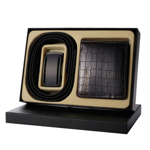 Custom Premium in vera pelle di vacchetta <span class=keywords><strong>cintura</strong></span> <span class=keywords><strong>portafoglio</strong></span> regalo con scatola regalo per gli uomini - Product Image 1