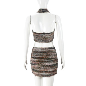 2025 primavera autunno abiti Casual da donna Sexy senza maniche con Top corto all'americana con Mini gonne a vita bassa - Product Image 6