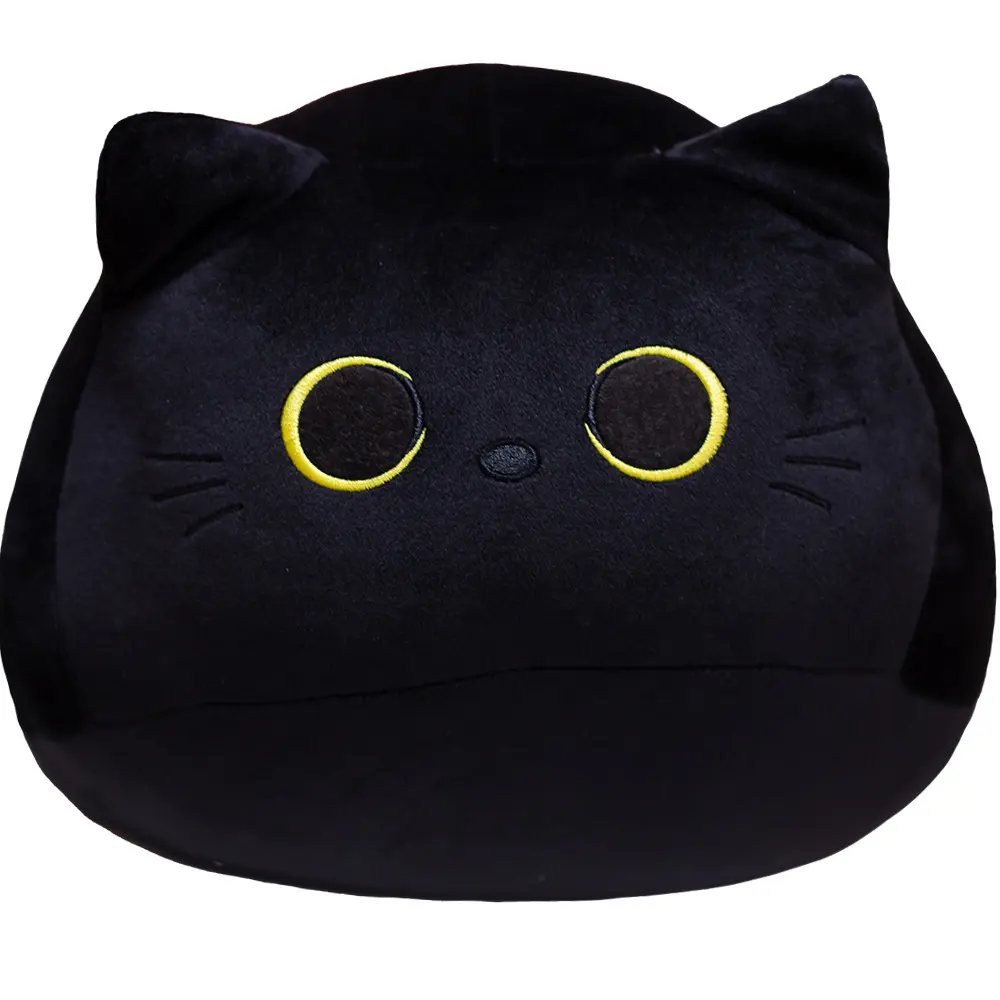 Toptan en çok satan japon yavru yastık kedi peluş bebek siyah ve beyaz yumuşak sevimli Opp torba oyuncak ayı Unisex bakım ayı