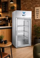 Vitrine Réfrigérée Verticale en Acier Inoxydable pour Fruits, Compresseur Monté en Haut, Vitrine Commerciale pour Légumes, Refroidissement par Air, Sans Givre