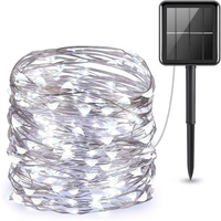 Guirlandes lumineuses LED étanches IP44 pour extérieur, lumières féériques de Noël avec fil de cuivre, décorations de jardin pour extérieur, alimentées par énergie solaire
