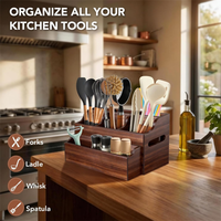 Porte-couverts en bois à plusieurs compartiments, support pour ustensiles de cuisine en bois, pour outils de cuisine, pots à épices