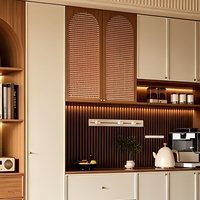 Meuble à vin minimaliste de luxe en bois massif avec îlot central, éclairage LED, portes vitrées, écologique, 120 bouteilles, pour salon