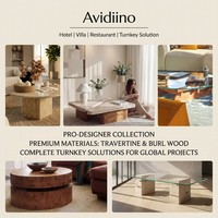 Table basse de luxe design, mobile et écologique, avec plateau en marbre travertin beige naturel et base en placage de bois, style moderne et minimaliste