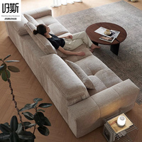 Zeitgenössisches Chesterfield-Stil Minimalistisches Chenille-Sofa mit Abnehmbarer Hoher Rückenlehne, L-förmiges Dreisitzer-Wohnzimmer-Set