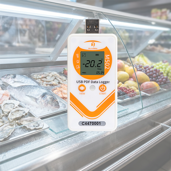 CE Certified M502-TH Temperature Humidity Datalogger LCD Display IP65 Plastic OEM/ODM USB/PDF+CSV Data Recorder for Warehouse