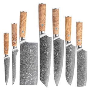 Couteau de chef Kiritsuke en acier Damas 67 étages spécial pour trancher la viande de cuisine manche en bois d'<span class=keywords><strong>olivier</strong></span> pour bouchers - Product Image 1