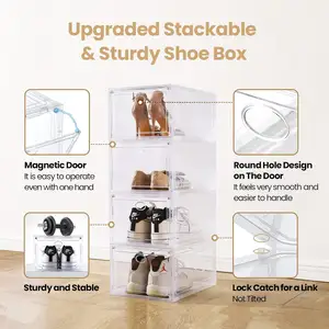 Acrylic Plastic Transparent Shoe Box Stackable Shoe Display Storage Box