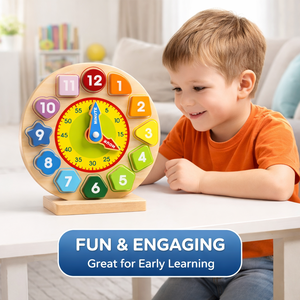 モンテッソーリ教育玩具 木製子供用時計 幼稚園教室での時間認識を向上させる - Product Image 2