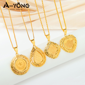 Collane con ciondoli a forma di lettera araba in stile classico AYONG, placcate oro 18k, design a cuore/moneta/quadrifoglio, gioielli di tendenza - Product Image 5