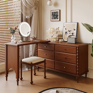 Toletta americana con cassettone angolare estensibile tutti in legno massello MDF per uso camera da letto - Product Image 1