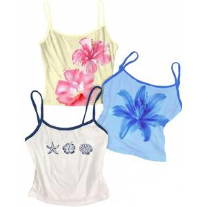 Top Corto de Tirantes Finos con Estampado Floral Personalizado para Mujer, Top de Verano Transpirable de Punto, Diseño Blue Lily - Product Image 3