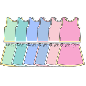 Conjuntos de Ropa de Verano para Bebés Niñas, Camiseta sin Mangas y Falda Corta de Algodón de Color Sólido Personalizados, Ropa al por Mayor para Hermanas, Ropa de Boutique de Moda Infantil - Product Image 2