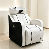 Nouveau style lit de lavage de cheveux commercial en céramique avec cadre en bois, repose-pieds réglable et éponge haute densité pour salons de coiffure et instituts de beauté
