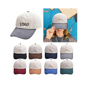 Gorra de Béisbol de Alta Calidad para Hombre, de 6 Paneles y Dos Tonos, para Invierno, Gorra de Estilo Clásico con Logotipo Bordado Personalizado, Gorra de Pana - Product Image 1