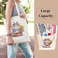 Sac fourre-tout en toile réutilisable et écologique, motif dessin animé mignon, avec poignée robuste, couleur personnalisable, idéal pour le shopping féminin – Vente chaude