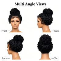 Perruque 100% Cheveux Humains Vierges, Dentelle Complète, Bouclée Crépue, Dentelle Invisible, Disponible en Queue de Cheval Haute, Perruques de Cheveux pour Salon, Commande en Gros