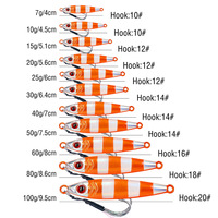 Señuelo de Pesca Metálico WildTrek 7-100g, 4-9.5cm, Hundimiento Rápido, Cebo Duro 10 # -20 #   Anzuelo Luminoso de 6 Colores para Pesca Lenta de Salmón y Lucio en Río