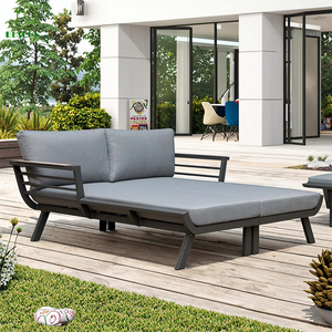 Chaises longues de plage avec accoudoirs, lit de jour pour <span class=keywords><strong>2</strong></span> <span class=keywords><strong>personnes</strong></span>, en aluminium, pour l'extérieur, chaise longue modulaire à deux places - Product Image 1