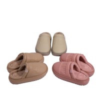 Pantoufles mules Paul Frank en cuir PU matelassé pour femme, doublées en peluche, à bout fermé, chaudes pour l'hiver, chaussures d'intérieur à semelle épaisse