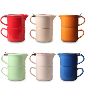 OEM Ceramic <strong>teapot</strong> for <strong>one</strong> with filter for tea brewing <strong>Teapot</strong> for <strong>one</strong> Set with <strong>Cup</strong> and Infuser - Product Image 2