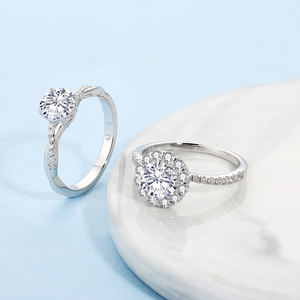 0.5CT/1CT/1.5 CT Lab สร้างแหวนหมั้นเพชร S925แต่งงานแหวนเงินสเตอร์ลิงครบรอบแหวนเพชรสำหรับผู้หญิง - Product Image 6