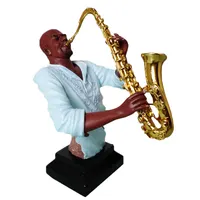 Artigianato fatto a mano personalizzato decorazione del soggiorno della casa resina Jazz musicista blow sax statue sassofono player figurine