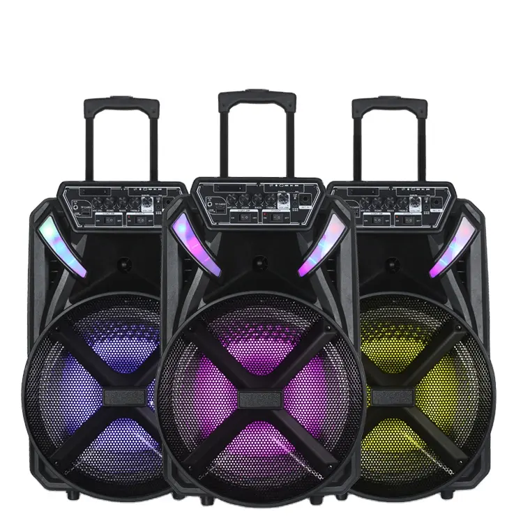 Nouveau produit caisson de basses boîte de son chariot modèle privé haute puissance Balfe DJ karaoké parlant 12 avec lumière couleur haut-parleur PA