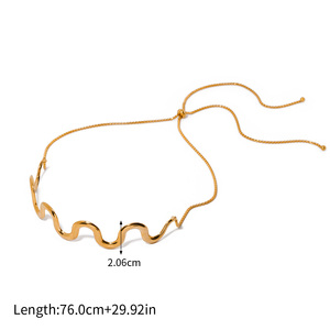 Gioielli impermeabili in acciaio inox curva choke 18K collana d'oro <span class=keywords><strong>con</strong></span> collo regolabile - Product Image 2