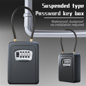 ロックボックス、吊り下げ式パスワードロックケース、南京錠、スチールワイヤーロープ延長フック、4桁デジタルパスワードセーフ - Product Image 3