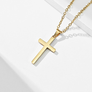 Minimalist Stainless Steel Cross <b>Necklace</b> Unisex Fashion Pendant Everyday Wearing Colorfast Jewelry - Product Image 4