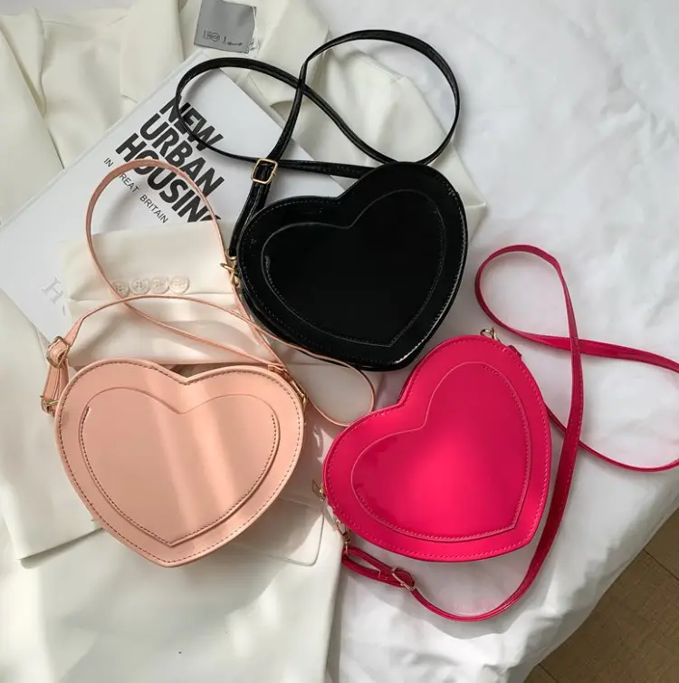 Hot selling fashion Lovely peach heart handbags ladies custom crossbody shoulder bag women