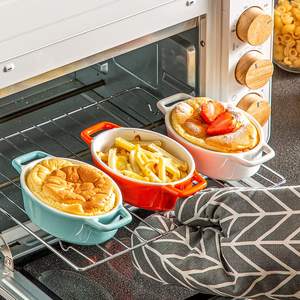 <span class=keywords><strong>Plat</strong></span> à soufflé en céramique 6 oz crème brûlée ramequins ovales à double poignée allant au four pour la cuisson, la crème glacée, les tartes au poulet - Product Image 4