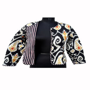 Veste polaire matelassée pour femme, imprimé floral indien, faite à la main, réversible, en coton, manteau court d'hiver pour filles, best-seller - Product Image 6