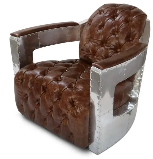 Cadeira aviadora industrial estilo retrô americano sofá de couro genuíno para sala de estar
