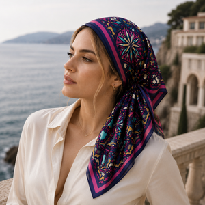 Pañuelo de Moda con Estampado Digital Europeo Americano para Mujer, Pañuelo Cuadrado de Seda para Adultos, Reversible, Transpirable, para Uso Diario en Todas las Estaciones - Product Image 4