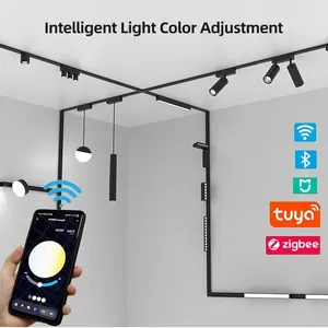 DGLUX Smart Tuya Pendentifs Projecteur Linéaire Surface Encastrée Magnétique Amovible Track Light Système Magnétique LED Track Light