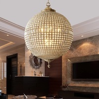 Yihao personnalisé K9 Led verre fer hôtel plafond pendentifs lumière américain Vintage moderne luxe boule de cristal lustre