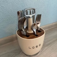 Organizador de utensilios giratorio profesional de 360° con bandeja de drenaje extraíble, organizador de cubiertos retro de los años 50 para cubiertos, para Smeg
