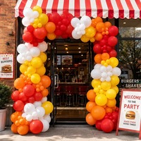 Kit d'arche de guirlande de ballons rouge, orange, jaune et blanc en latex avec confettis pour la décoration de fête d'anniversaire ou de carnaval