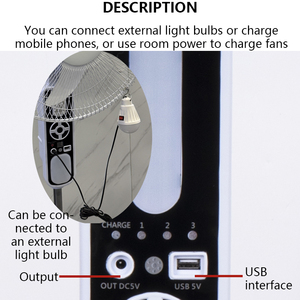 Ventilador Solar Recargable de 16 Pulgadas y 12v con Luz LED y Carga USB para Uso Doméstico JENSJ-FS-578 Easy Power Nuevo AC D de Fábrica China - Product Image 5