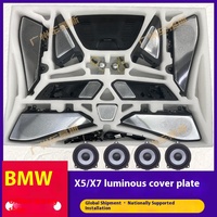 Kit Upgrade Cover Speaker untuk BMW X5 X7 G05 G07 2019-2025 Empat Pintu Tweeter Loudspeaker Cover Bercahaya 11 Warna Lampu Ambient