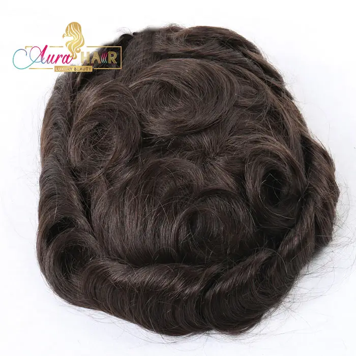 Q6 toupee men's hair natural color transparent Malaysia hair cheap glueless 6 inches real human hair