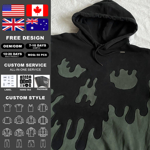 Sudadera con Capucha KingSen, Estilo Patchwork, Hombros Caídos, Forro Polar 100% Algodón, Talla Grande, Casual, para Hombre, Estilo Urbano - Product Image 2