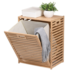 <span class=keywords><strong>Mueble</strong></span> de Lavandería Inclinable de Bambú con Almacenamiento Superior, Cesto para <span class=keywords><strong>Ropa</strong></span> <span class=keywords><strong>Sucia</strong></span> Oculto, Bolsa de Tela Extraíble para Decoración de Baño - Product Image 5