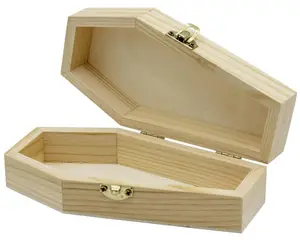 대형 할로윈 나무 관 상자 미완성 나무 DIY 나무 선물 상자 할로윈 공예