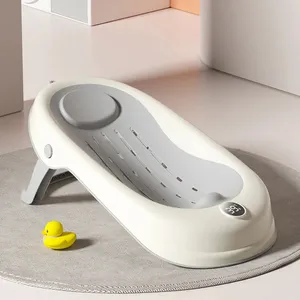 Katlanabilir bebek banyo için termometre ile bebek banyo desteği için küvet veya lavabo kaymaz ve yenidoğan bebek için ergonomik