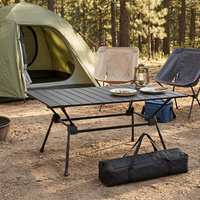 Table de camping pliante en aluminium portable, table de pique-nique et de barbecue d'extérieur, hauteur réglable, mobilier d'extérieur portable